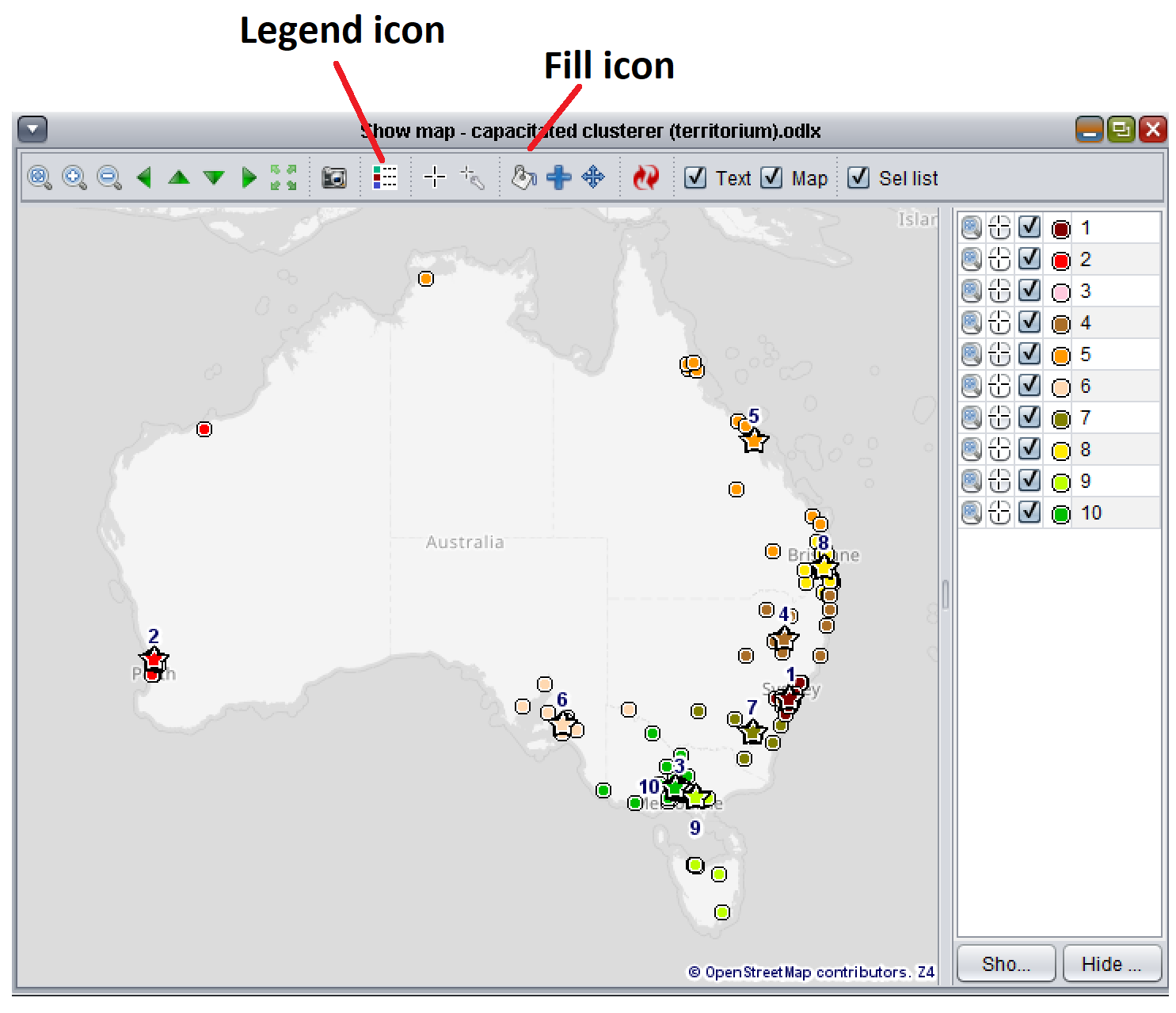 Territorium map showing automatic customer assignment in Australia